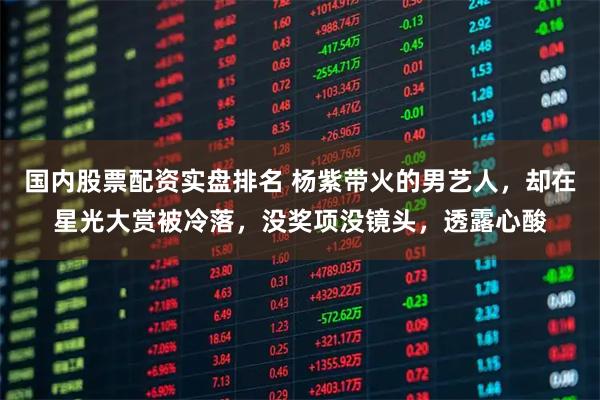 国内股票配资实盘排名 杨紫带火的男艺人，却在星光大赏被冷落，没奖项没镜头，透露心酸